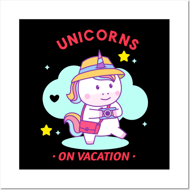 Unicorns On Vacation | Cute Baby Wall Art by KidsKingdom